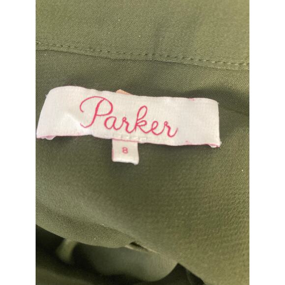 Parker Hunter Green Short Sleeve Cargo Style Viscose Jumpsuit Sz 8 - Picture 3 of 3